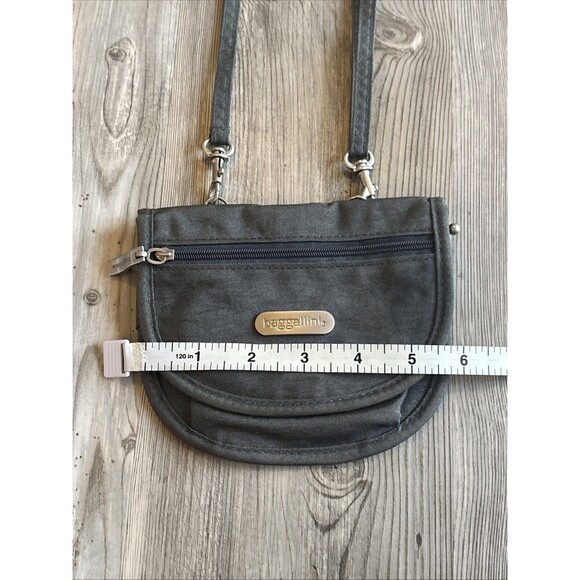 Baggallini Mini Crossbody Belt Bag Purse Travel Pouch ID & Zip Pockets Gray - Picture 5 of 9